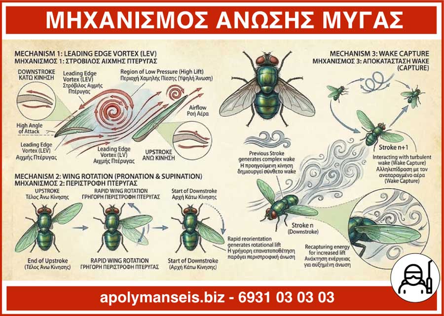 Ο μηχανισμός άνωσης της μύγας - Infographic με τη βοήθεια Ai (Gemini)