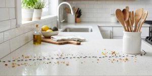 ΓΙΑΤΙ ΕΧΩ ΜΥΡΜΗΓΚΙΑ ΣΤΟ ΣΠΙΤΙ και πως να τα αντιμετωπίσω. Μία σειρά από μυρμήγκια ελκύεται από τα ψίχουλα ψωμιού στην κουζίνα.